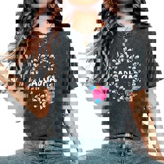 フラダンス フラ レッスン用 アロハ トロピカル ハワイ ハイビスカス かわいい 花 ハワイアン 人気 黒 南国 レディースオーバーサイズコンフォートTシャツ - Kawaiitshirt