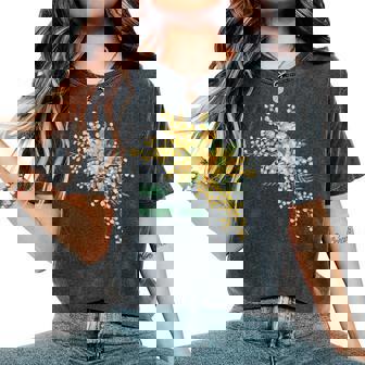 ミモザ 花柄 Little Bright Days ナチュラル 春カラー フラワーデザイン 長袖tシャツ レディースオーバーサイズコンフォートTシャツ - Kawaiitshirt