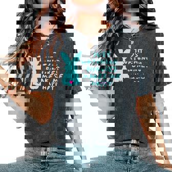 リサイズ ただうさぎを見てるだけで、幸せな気持ちになる Bunny Bunnies Rabit Happy うさぎ レディースオーバーサイズコンフォートTシャツ - Kawaiitshirt