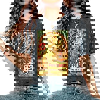 ヴィンテージ ジャマイカ ラム広告ポスター 女の子 アルフォンスミュシャ 長袖tシャツ レディースオーバーサイズコンフォートTシャツ - Kawaiitshirt