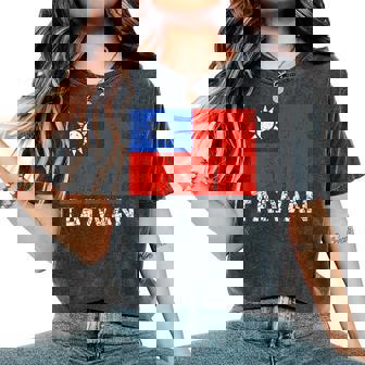 台湾国旗 アンティーク調 男性 女性 キッズ アジア 台湾 レディースオーバーサイズコンフォートTシャツ - Kawaiitshirt