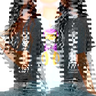 喜寿祝い 犬 柴犬 ちゃんちゃんこ 父 男性 女性 母 犬好き 喜寿 お祝い 77歳 かわいい おしゃれ レディースオーバーサイズコンフォートTシャツ - Kawaiitshirt