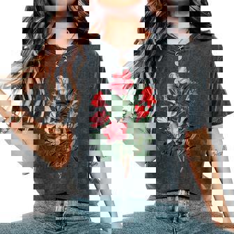 美しいツツジの花のイラストブルーム植物愛好家 長袖tシャツ レディースオーバーサイズコンフォートTシャツ - Kawaiitshirt