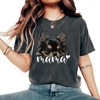 黒 チワワ ママ ロングヘア チワワ ママ チワワ 女の子 長袖tシャツ レディースオーバーサイズコンフォートTシャツ - Kawaiitshirt