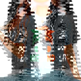 Ireland Flag Messy Bun Girl Irish Roots Women's Oversized Comfort Colors T-Shirt | Mazezy