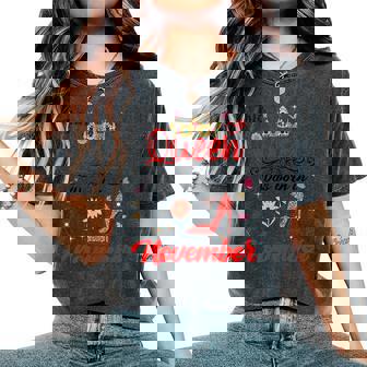 This Queen Was Born In November Birthday Queen Women Girls Women's Oversized Comfort Colors T-Shirt | Mazezy