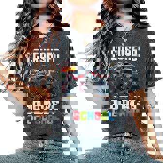 Survived I Crushed 100 Days School Monster 1st Grade Women's Oversized Comfort Colors T-Shirt | Mazezy