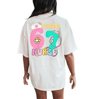 67 Meme School Nurse Pastel Retro Women's Oversized Comfort T-Shirt Back Print - Thegiftio UK