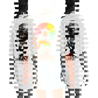 Afro Tree Woman Black Queen Melanin Roots Pride African Girl Women's Oversized Comfort T-Shirt Back Print - Monsterry