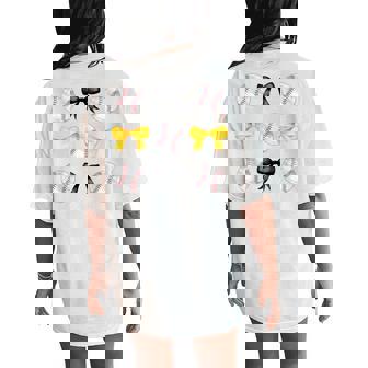 Baseballs Black & Yellow Bows Ball Mom School Pride Women's Oversized Comfort T-Shirt Back Print - Monsterry