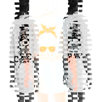 Bears Girl Messy Bun Sports Fan Team Athletic Spirit Women's Oversized Comfort T-Shirt Back Print | Mazezy