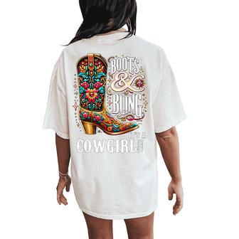 Boots And Bling It's A Cowgirl Thing Western Country Girl Women's Oversized Comfort T-Shirt Back Print - Thegiftio