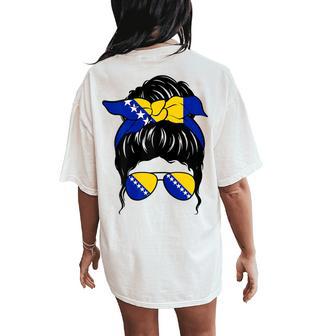 Bosnian Girl Bosnia And Herzegovina Flag Proud Bosnian Woman Women's Oversized Comfort T-Shirt Back Print - Thegiftio UK