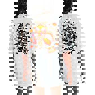 Boujee Turkey Leopard Thanksgiving Fall Chic Turkey Coffee Women's Oversized Comfort T-Shirt Back Print - Monsterry