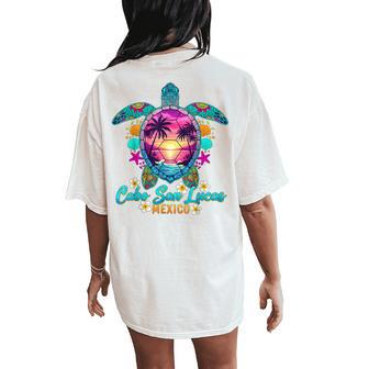 Cabo San Lucas Mexico Sea Turtle Sunset Tropical Beach Women's Oversized Comfort T-Shirt Back Print - Thegiftio