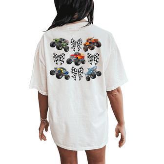 Checkered In My Monster Truck Mama Era Monster Truck Mom Women's Oversized Comfort T-Shirt Back Print - Thegiftio UK