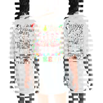 Christmas Crew Pink Flamingo Lover Family Xmas Lights Pajama Women's Oversized Comfort T-Shirt Back Print - Seseable