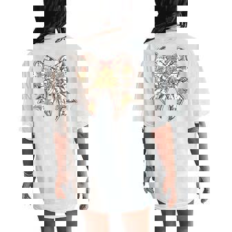 Coquette Bow Christmas Tree Holiday Xmas Girly Women Women's Oversized Comfort T-Shirt Back Print - Thegiftio