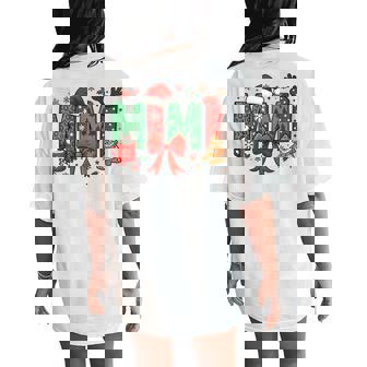 Cute Mimi Reindeer Merry Christmas Candy & Santa Hat Grandma Women's Oversized Comfort T-Shirt Back Print | Mazezy