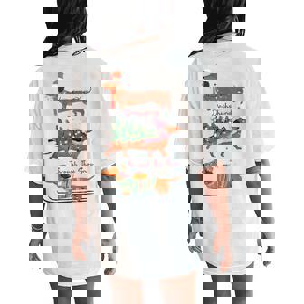 Dachshund Through The Snow Tis The Season Christmas Dog Mom Women's Oversized Comfort T-Shirt Back Print | Mazezy