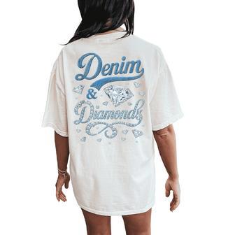 Denim And Diamonds Western Cowgirl Glam Style For Men Women's Oversized Comfort T-Shirt Back Print - Seseable