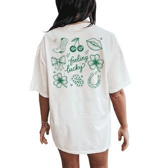 Feeling Lucky Irish Shamrocks Patrick's Day Women Women's Oversized Comfort T-Shirt Back Print - Thegiftio UK