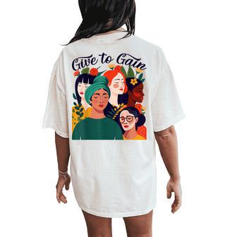 Give To Gain International Women's Day 2026 Flowers Women Women's Oversized Comfort T-Shirt Back Print - Thegiftio UK