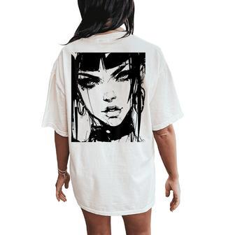 Gothic Anime Manga Japan Goth Girl Creepy Girl Kawaii Women's Oversized Comfort T-Shirt Back Print - Monsterry