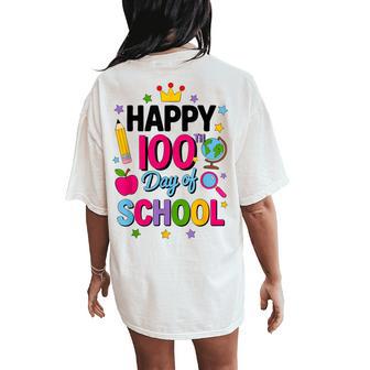 Happy 100Th Day Of School 100 Days Smarter Teacher Boy Girls Women's Oversized Comfort T-Shirt Back Print - Thegiftio UK