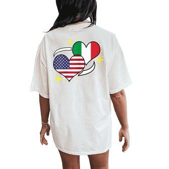 Italian American Flag Heart Italian Women Women's Oversized Comfort T-Shirt Back Print - Thegiftio UK