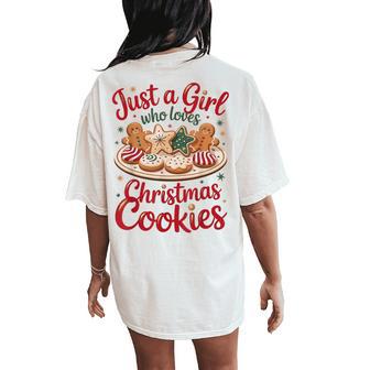 Just A Girl Who Love Christmas Cookies Gingerbread Xmas Women's Oversized Comfort T-Shirt Back Print - Thegiftio UK