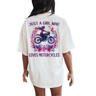 Just A Girl Who Loves Motorcycles Cute Rider Motorcycles Women's Oversized Comfort T-Shirt Back Print - Thegiftio UK