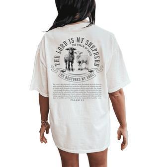 The Lord Is My Shepherd Christian Sheep Psalm 23 Faith Women's Oversized Comfort T-Shirt Back Print - Thegiftio UK