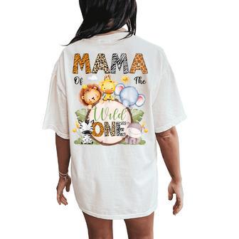 Mama Of The Wild One 1St Birthday Boy Safari Animals Women's Oversized Comfort T-Shirt Back Print - Thegiftio UK