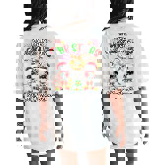 Merry Christmas & A Happy New Year Firework Disco Wine Glass Tri-Blend Women's Oversized Comfort T-Shirt Back Print | Seseable CA