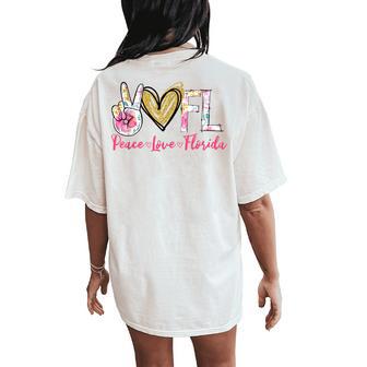 Peace Love Florida Floral Vintage Florida Pride State Women's Oversized Comfort T-Shirt Back Print - Thegiftio UK
