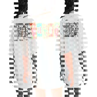 Preppy Christmas Nurse Coquette Bow Xmas Nurse Pjs Festive Women's Oversized Comfort T-Shirt Back Print | Mazezy