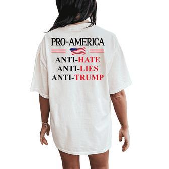 Pro America Anti Trump Hate Lies Resist Sign Anti Trump Flag Women's Oversized Comfort T-Shirt Back Print - Thegiftio UK