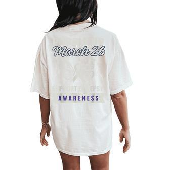 Purple Up March 26 Support Cute Purple Butterfly And Ribbon Women's Oversized Comfort T-Shirt Back Print | Mazezy