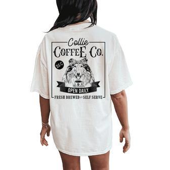 Retro Rough Collie Coffee Dog Mom Coffee Lover Women's Oversized Comfort T-Shirt Back Print - Thegiftio UK