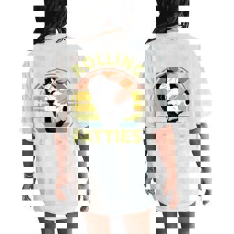 Rolling Fatties Tuxedo Cat Breed Mom Dad Kitten Retro Women's Oversized Comfort T-Shirt Back Print - Thegiftio