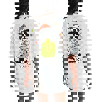 Santa Border Collie Christmas Border Collie Dog Mom Pajama Women's Oversized Comfort T-Shirt Back Print | Mazezy