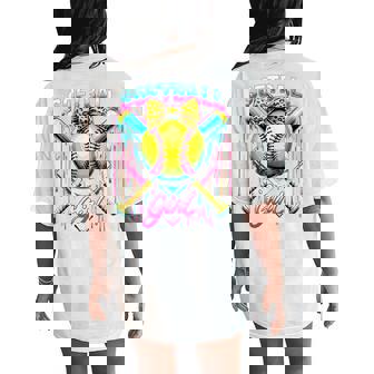 Softball Player Girl Ice Cream Softball Drip Women's Oversized Comfort T-Shirt Back Print - Monsterry