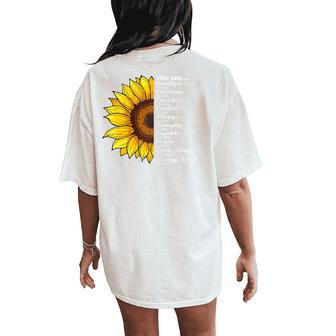 Sunflower Christian Religious Thankful Grateful Blessed Women's Oversized Comfort T-Shirt Back Print - Thegiftio