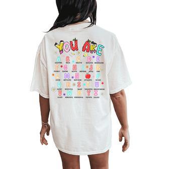 Teacher You Are Letters Alphabet Learn Abcs Boy Girl Reading Women's Oversized Comfort T-Shirt Back Print - Thegiftio UK