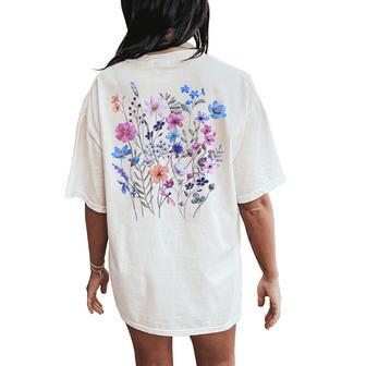 Vintage Flowers Wildflowers Grow Floral Graphic Summer Women's Oversized Comfort T-Shirt Back Print - Monsterry