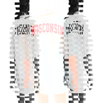 Wisconsin Wi Vintage Sports Red Boy Girl Women's Oversized Comfort T-Shirt Back Print - Thegiftio