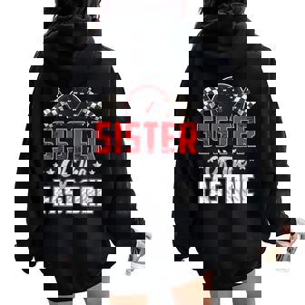 1 Year Old Racing Car Fast One Birthday 1St Family Sister Women Oversized Hoodie Back Print | Seseable UK