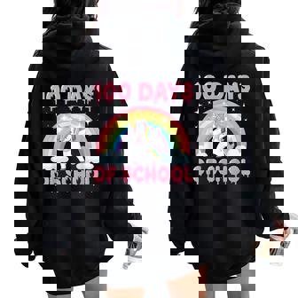 100 Days Of School Girls Teacher 100th Days Of Unicorn Women Oversized Hoodie Back Print | Mazezy