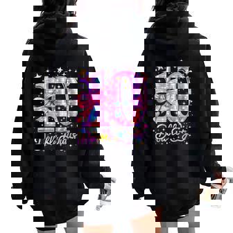 10Th Birthday Girl Pink Coquette Bow 10 Year Old Disco Ball Women Oversized Hoodie Back Print - Thegiftio